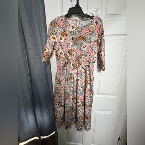 Floral Gray and Pink Women's Dress